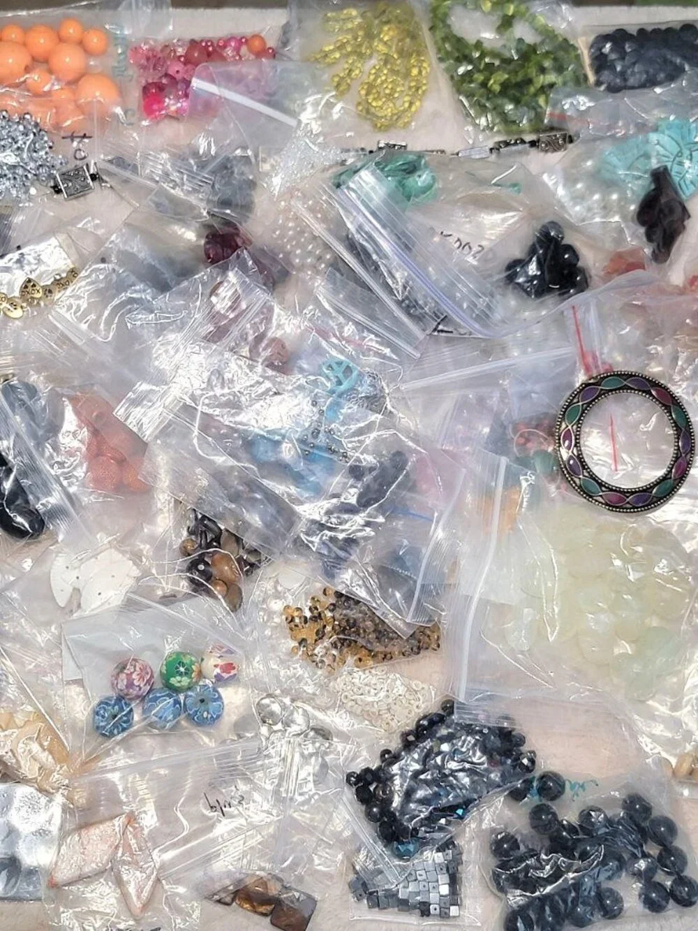 HUGE 4.5lb Destash Lot Jewelry Making Beads Findings Cabachons Various Mats #I